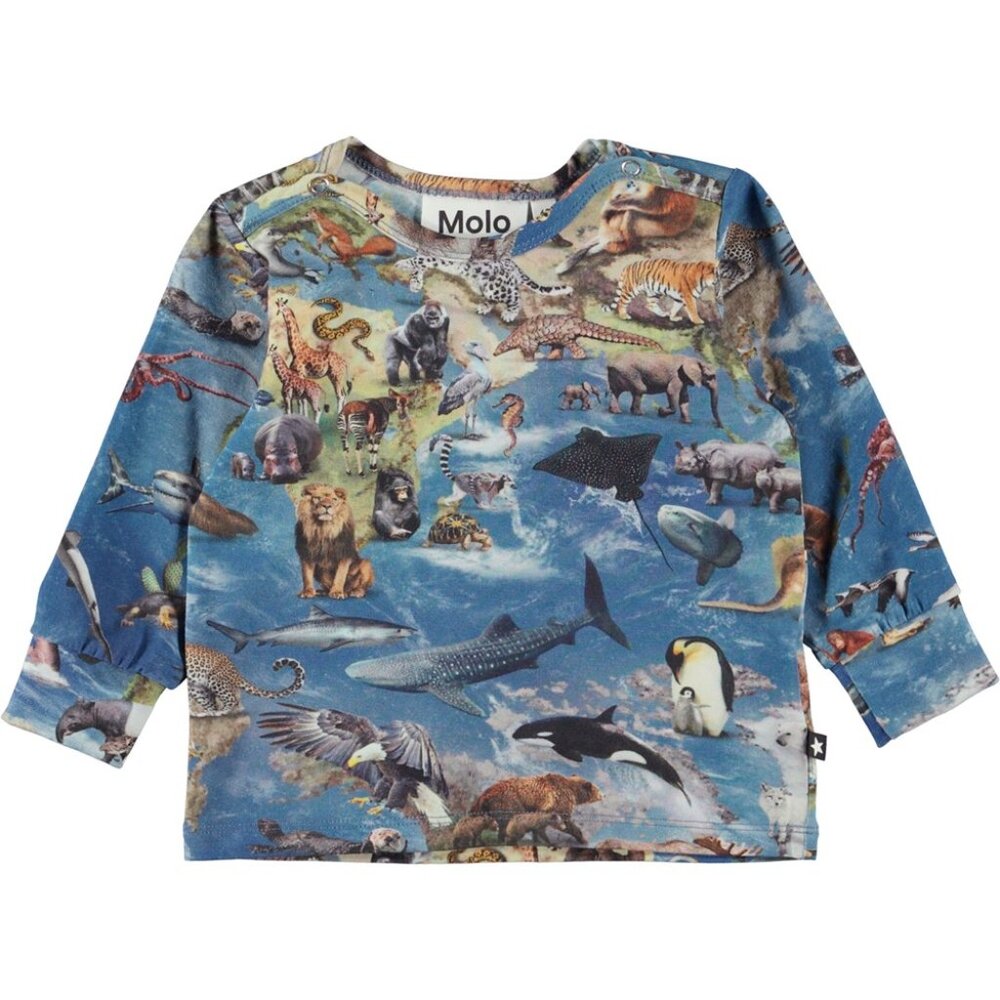 Molo Organic Cotton Animal Earth Long Sleeve Tee – Size 92/2T